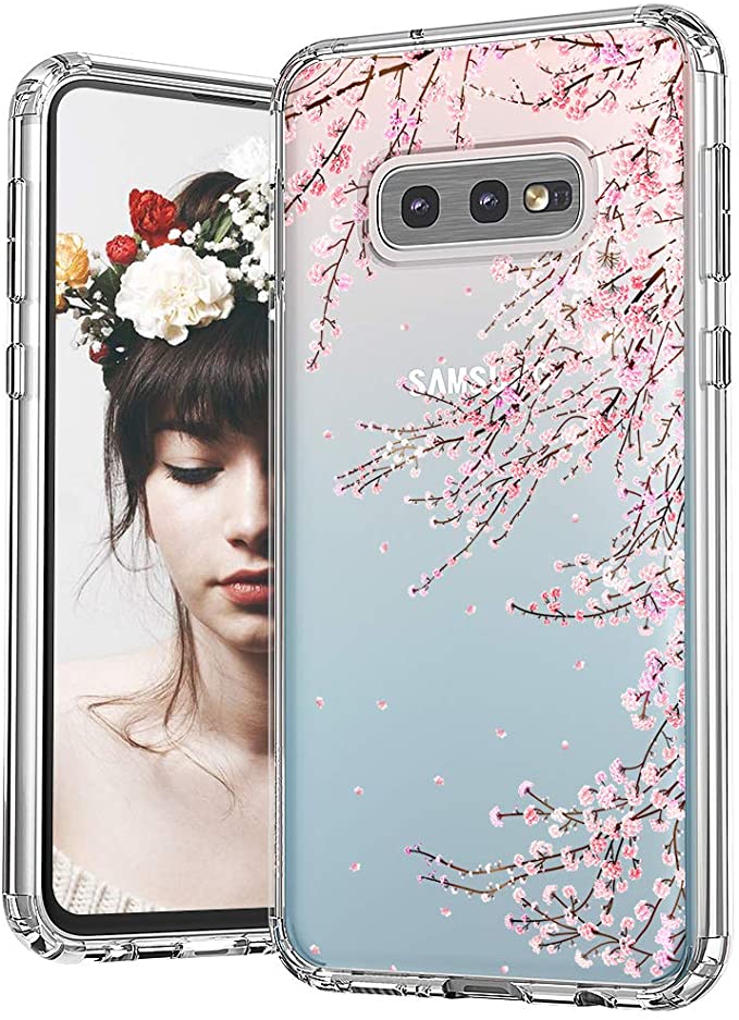 MOSNOVO Galaxy S10e Case, Cherry Blossom Floral Flower Printed Clear Design Transparent Plastic Hard Back Case with TPU Bumper Protective Case Cover for Samsung Galaxy S10e