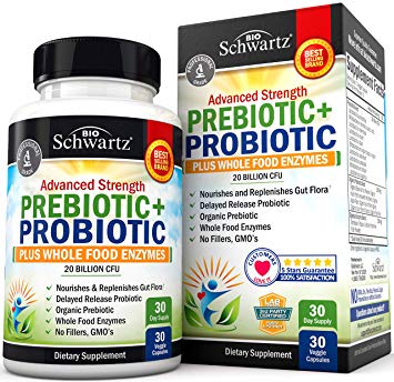 Prebiotic   Probiotic Plus Whole Food Enzymes Supplement for Men & Women. 20 Billion CFU-Whole Health Nutrition & Complete Digestive Support with Lactobacillus Acidophilus. Assists in Gut Flora Care