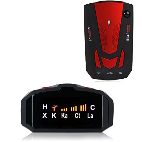 Radar Detector, Voice Alert and Car Speed Alarm System with 360 Degree Detection, City/Highway Mode Radar Detectors for Cars (Red)