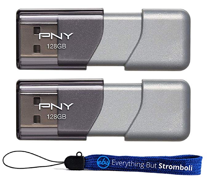 PNY 128GB USB 3.0 Flash Drive Elite Turbo Attache 3 (P-FD128TBOP-GE) Two Pack Bundle Plus (1) Everything But Stromboli Lanyard