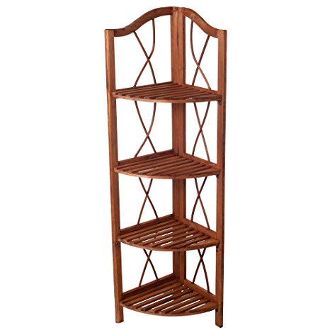 Lavish Home 4-Tier Wood Folding Corner Display Shelf