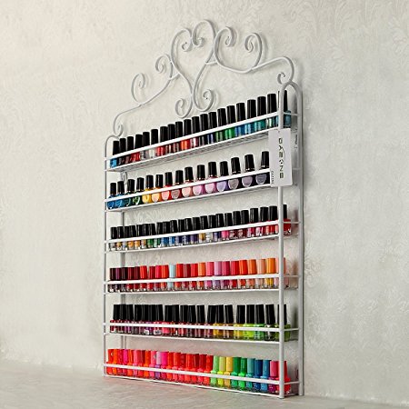 YUDA 6 Tiers Nail Varnish Rack Wall Mounted Organizer hold 120 Bottles Nail polish or Essential Oils(White)