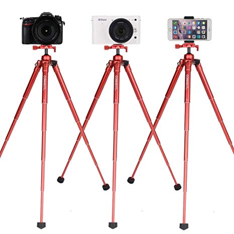 Camera Tripod, Portable Aluminum Phone Tripod 5-Section 24.4" Full and Locking Ball Head with Quick Release Plate Video Desk Tripod Loading Capacity 5.5 LB for DSLR