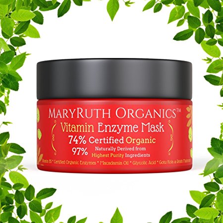 ORGANIC VITAMIN ENZYME MASK by MARYRUTH ORGANICS - Unscented Highest Purity 74% Organic Ingredients, Vitamins & Glycolic Acid gently remove dead skin cells to allow new skin tissue to emerge. 4oz