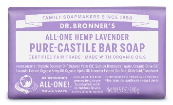 Dr. Bronner's Magic Soaps Pure-Castile Soap, All-One Hemp Lavender, 5-Ounce Bars (Pack of 6)