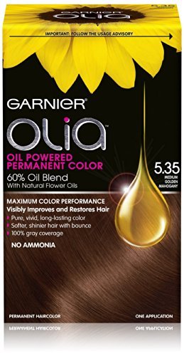 Garnier Olia Oil Powered Permanent Hair Color, 5.35 Medium Golden Mahogany