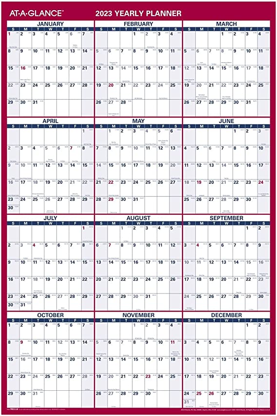 AT-A-GLANCE 2023 Wall Calendar, 24" x 36", Extra Large, Monthly, Paper, Reversible, Vertical/Horizontal (PM21228)