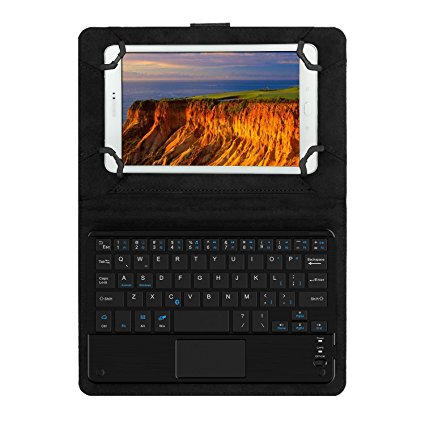 JETech Bluetooth Wireless Keyboard Leather Smart Case with Touchpad for 7 Inch and 8 Inch Tablet PC including Samsung Galaxy Tab 3, Tab 4, Tab A, Tab S2 7.0 8.0 and More - 2153