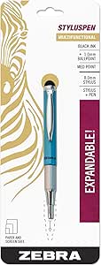 Zebra Pen Telescopic StylusPen, Ball Point, 1.0mm, Black Ink, Ocean Blue (33661)