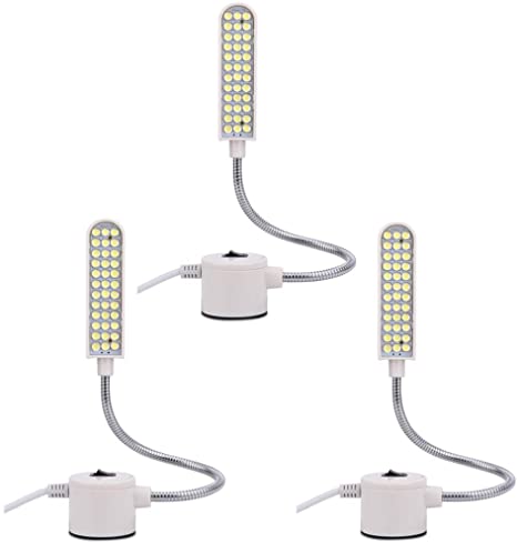 harmiey Sewing Machine Light (36LED) Gooseneck Work Light with Magnetic Mounting Base, White Soft Light for Lathes, Drill Presses, Workbenches (3PACK)