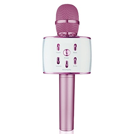 BONAOK Wireless Karaoke Microphone,3-in-1 Portable Handheld Built in Bluetooth Karaoke Micro Speaker for iPhone/iPad/Sony/Android,PC or Smartphone(Purple)