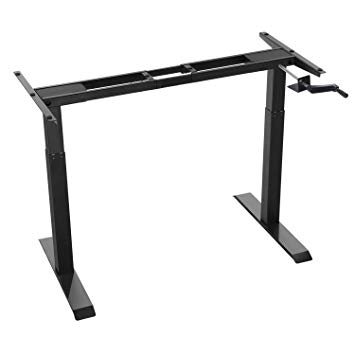 Forfar Manual Height Adjustable Standing Desk Frame with Crank System Ergonomic Stand Up Desk Sit-Stand Base Standing Ergonomic Workstation