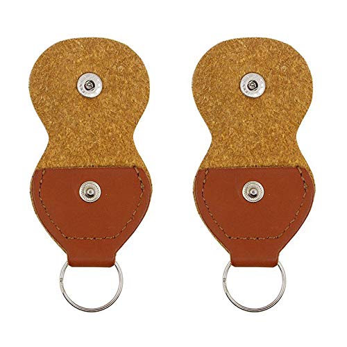 Guitar Picks Holder Case - 2 Pack - Leather Keychain Key Fob Plectrum Cases Bag