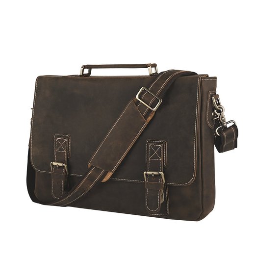 SMRITI Retro Leather Laptop Messenger Bag Satchel Briefcase - Brown