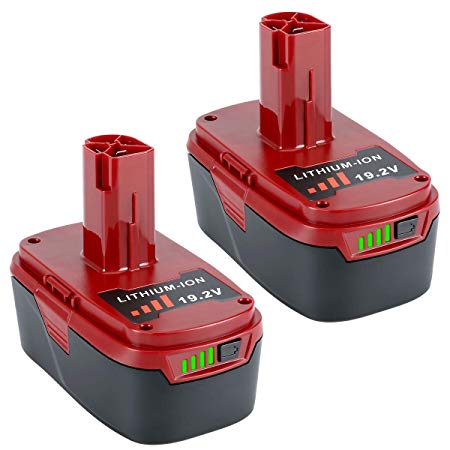 Lasica 2Pack Upgraded 5000mAh C3 19.2 Volt Lithium Battery Replacement for Craftsman XCP 19.2-Volt C3 Battery 130211004 130279005 11045 315.115410 315.11485 1323903