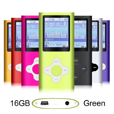 G.G.Martinsen Green MP3/MP4 16 GB Plum Button Mini Usb Port Slim Small Multi-lingual Selection 1.78 LCD Portable MP3Player , MP4 Player , Video Player , Music Player , Media Player , Audio Player