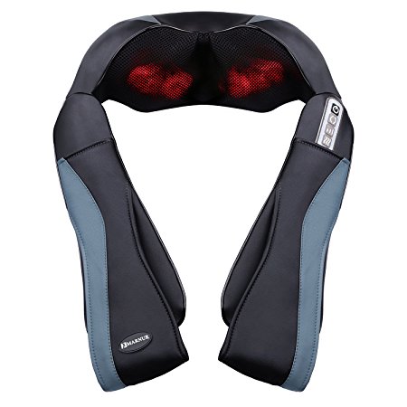 MARNUR Shiatsu Back Massager Neck and Shoulder Massagers with Deep Kneading and Heat Massage Therapy Relieving Sore Muscles and Body Neck Back Waist Thighs Shanks Foot Relaxation Home Car and Office Use