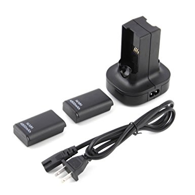 Xbox 360 Controller Charger YKS Charging Station Charger Dock 2X 4800mAh Rechargeable Battery for Xbox 360