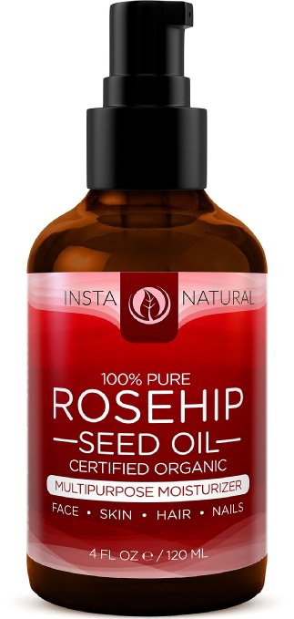 InstaNatural Organic Rosehip Seed Oil - 100% Pure - Natural Moisturizer for Face, Skin, Hair, Stretch Marks, Scars, Wrinkles & Fine Lines - 4 OZ