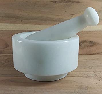 A ONE DESIGN Mortar & Pestle Sets Natural White Stone Grinder for Spices,Seasoning,Pastas & Guacamola