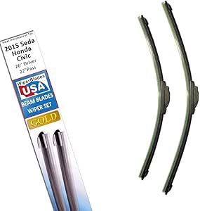 Beam Blade Wipers Set for 2015 Honda Civic Sedan Replacement Set - WiperBladesUSA Gold Beam Wiper Blades Wipers Set