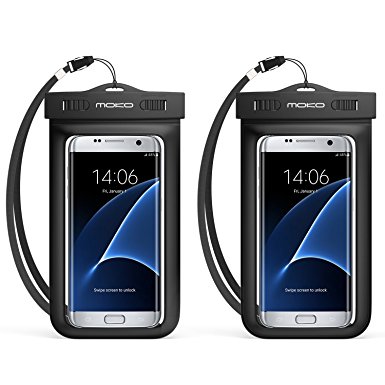 Universal Waterproof Case, MoKo [2-Pack] Cellphone Dry Bag with Armband Neck Strap for iPhone 7, 7 Plus, 6s, 6, 5s, Note5, S7 Edge, Pixel, Pixel XL, BLU Huawei & Other Devices up to 6", BLACK   BLACK