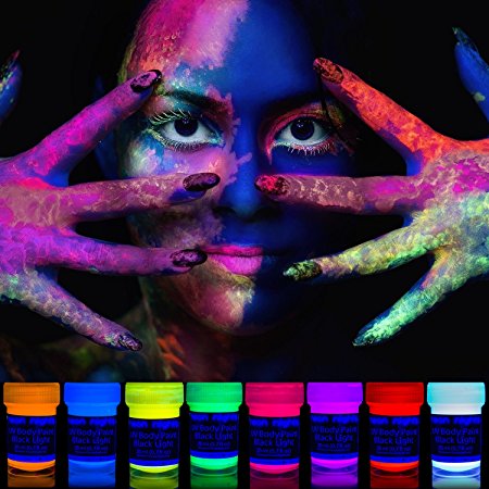 8 x UV Body Paint Black Light Make-Up Bodypainting Neon Blacklight Bodypaint Face Paints