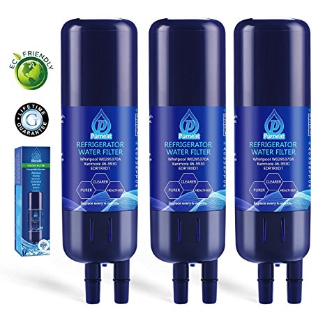 Purneat W10295370 Refrigerator Water Filter replacement. Compatible for Whirlpool EDR1RXD1, W10295370A, W10295370, Filter 1, Kenmore 46-9930,3 pack