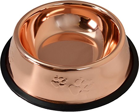 FluffyPal Bronze Dog Food Bowl, Durable and Rust Proof Stainless Steel Construction Pet