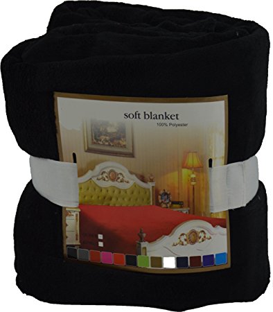 Mk Collection Micro Fleece Plush Solid Blanket Solid Colors (50"x60", Black)