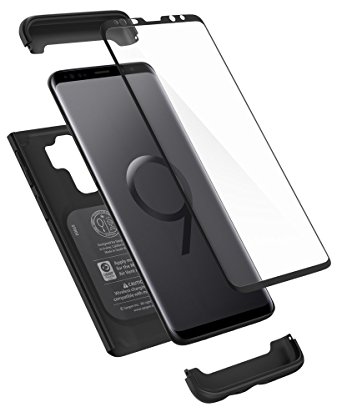 Spigen Thin Fit 360 Galaxy S9 Plus Case with Exact Slim Full Protection with Tempered Glass Screen Protector for Samsung Galaxy S9 Plus (2018) - Black