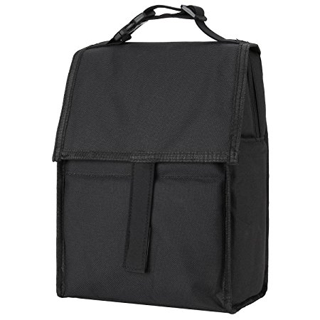 Insulated Lunch Bag, Danibos Freezable Lunch Tote Bags Travel School Cooler Lunch Bags Outdoor Carring Lunch Pounch with Zip Closure (Black)