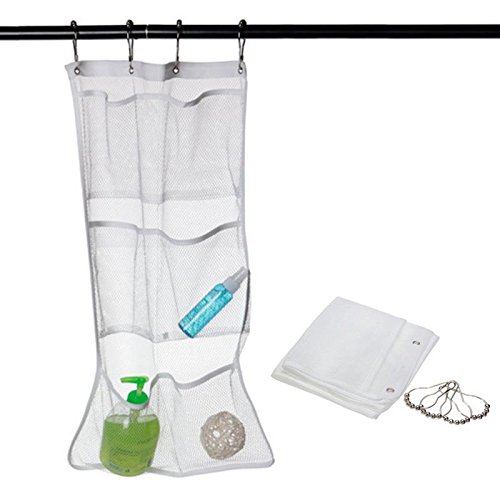 Glamorway 6-Pocket Bathroom Save Space Tub Shower Hanging Mesh Organizer Caddy Storage Bag