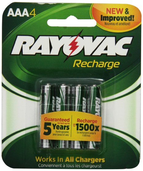 Rayovac Recharge Rechargeable 600 mAh NiMH AAA Pre-Charged Battery 4-pack LD724-4OP