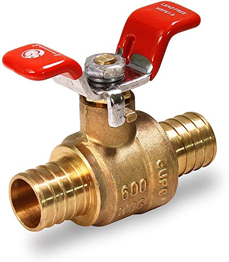 Everflow Supplies 615P034-NL Lead Free Pex Full Port Ball Valve with Tee Handle, 3/4-Inch