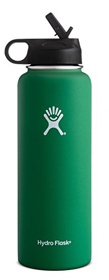 Hydro Flask Vacuum Insulated Stainless Steel Water Bottle, Wide Mouth w/Straw Lid