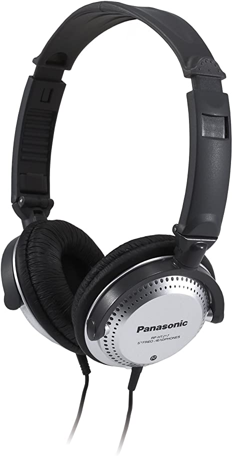 Panasonic Stereo Headphones with XBS Port, Integrated Volume Controller and Lightweight Foldable Design – RP-HT227-K – Over the Ear Headphones (Black & Silver)