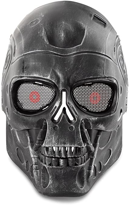Flexzion Tactical Airsoft Mask Paintball Game Face Protection Skull Skeleton Safety Guard for Outdoor Activity Party Movie Props Fit Most Adult Men Women