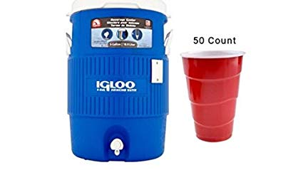 Igloo 5-Gallon Heavy-Duty Beverage Cooler, Orange & Ultimate Drip Catcher Set