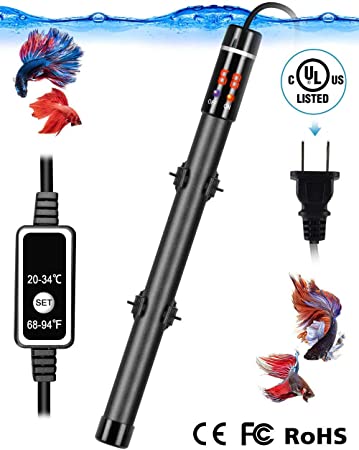 Aquarium Heater, Submersible Fish Tank Heater with Titanium Tube Thermostat System LED Digital Play and Remote Controller for 50-80 Gallon Tank