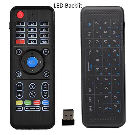 SZILBZ 2.4Ghz H1  Backlit Mini Wireless Keyboard,Fly Air Remote Mouse,Rechargeable Remote Control for PC,Android Tv Box,HTPC.IPTV,PS3,Pad, (H1 )