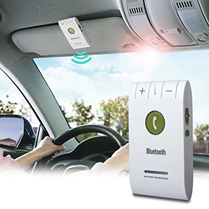 Lanktoo® Wireless Bluetooth 4.0 Multipoint Sun Visor In-Car Auto Vehicle Speakerphone with Clip for iPhone, Samsung, LG, HTC, Nexus, iPad Android Cell Phones or Tablet PC - Hands free Speakerphone