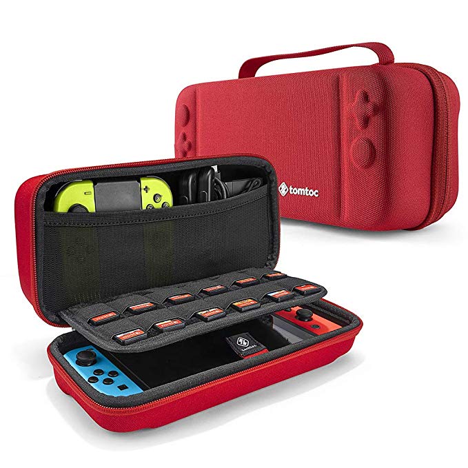 Hard Storage Case Compatible with Nintendo Switch, tomtoc Original Protective Hardshell Travel Handle Case Carrying Bag Cover fit Nintendo Switch Console and Accessories, 18 Game Card Slots