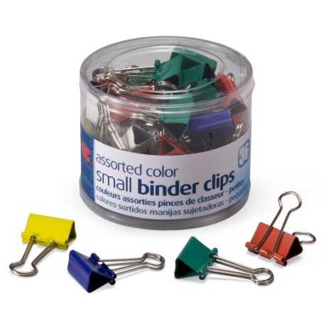 OfficemateOIC Small Binder Clips, Assorted Colors, 36 Clips per Tub (31028)