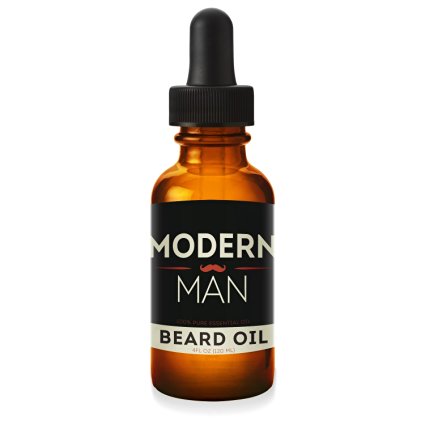 Modern Man® Beard Oil & Leave-In Conditioner - 100% Natural Pure Organic - For Beard, Mustache, Goatee & Skin Grooming - Unscented - 2oz