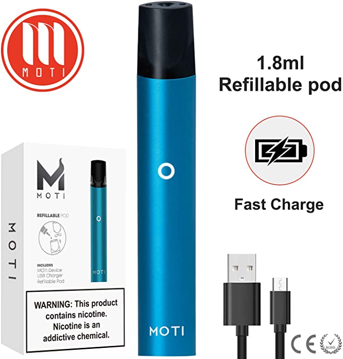 Vape Pen E-Cigarettes Starter Kits, MOTI 1.8ml Refillable Vape Pod Portable Ecig Vaporizer Kits with 500mAh Built-in Battery, Electronic Cigarette Shisha Pen, No Nicotine No E Liquid (Deep Blue)