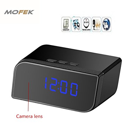 Mofek HD 1080P Hidden Camera Alarm Clock Spy Cam Motion Detection Infrared Night Vision Video Recorder   32GB Memory Card