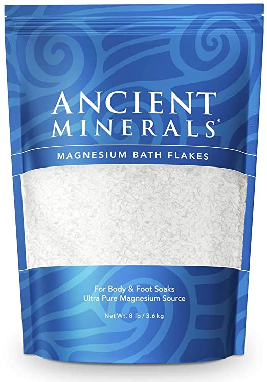 Ancient Minerals Magnesium Bath Flakes of Pure Genuine Zechstein Chloride - Resealable Magnesium Supplement Bag That Will Outperform Leading Epsom Salts (8 lb)