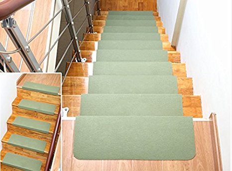 Home Cal 13 Non Slip Stair Treads, Easy Tape Installation & Rubber Backing (Green)