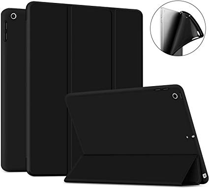 Ayotu Soft Case for New iPad 7th Generation 10.2" 2019, Auto Sleep/Wake Slim Lightweight Trifold Stand Case,Soft TPU Back Cover for Apple iPad 10.2 inch 2019 Released,Black